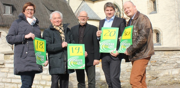Freuen sich auf die "Geseker freiTAGE" vom 18. bis 20. März und rollen den grünen Teppich aus (v.l.): Silke Pohle, Peter Plonka, Theo Gröne, Remco van der Velden und Thomas Gockel.
