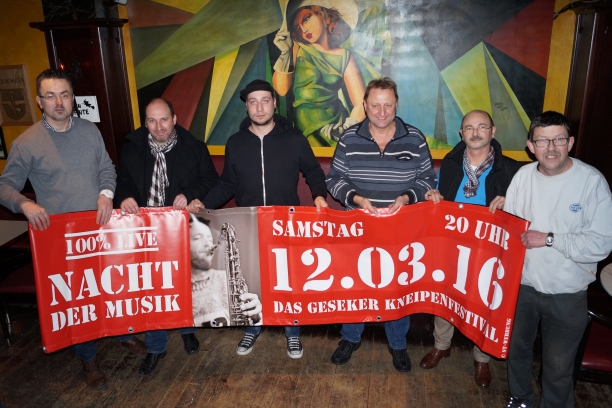 Die Geseker Gastronomen freuen sich mit Organisator Tobias Strach auf die zehnte Nacht der Musik.